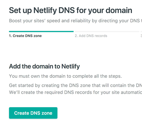 Netlify Create DNS Zone